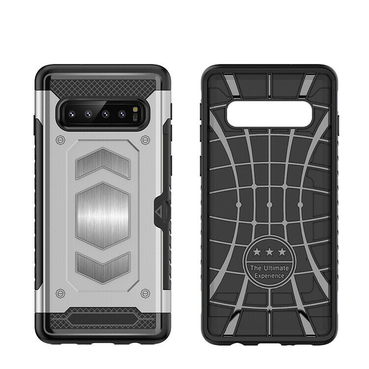Protectores para celular  para Samsung  S10e Funda reforzada con porta tarjeta Plateado